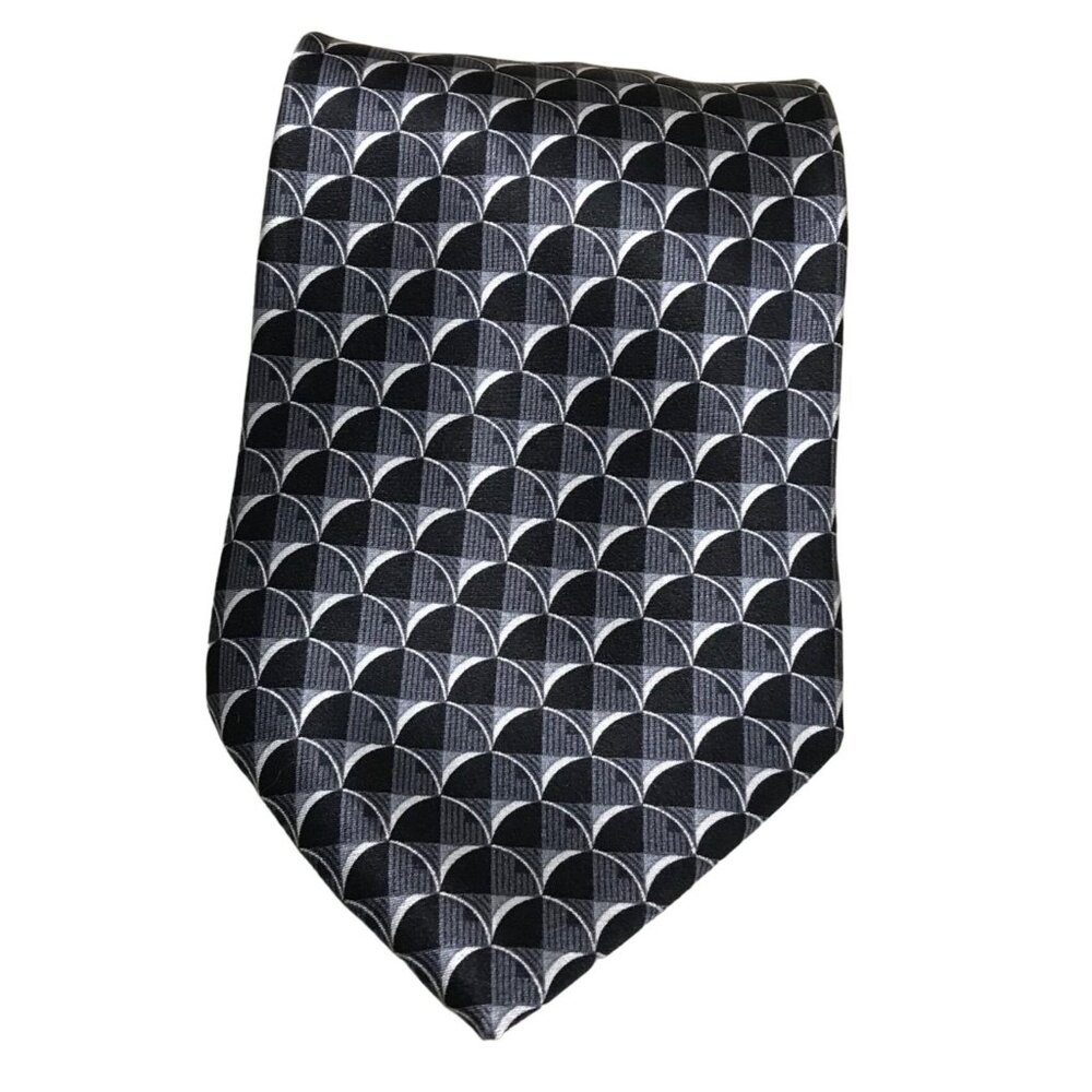 Dockers Tie Black & Gray Geometric Pattern Stain Resistant  Necktie